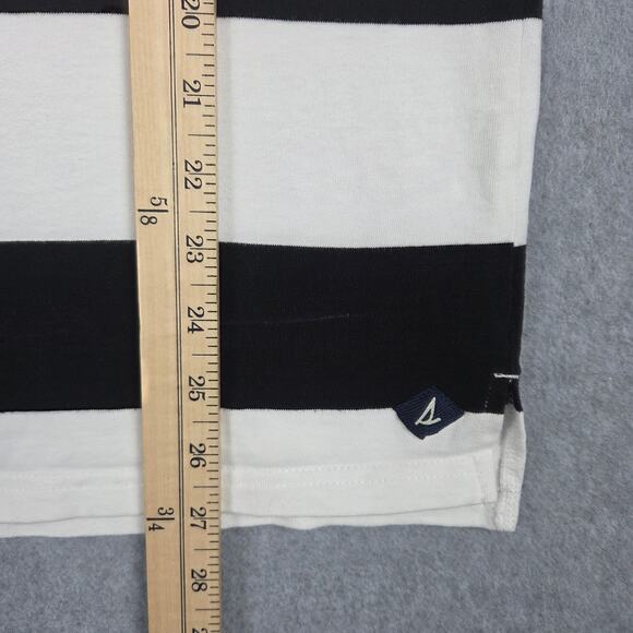 Sperry Mens Medium Stripe Long Sleeve Pocket T-Shirt Black and Off White - Picture 11 of 12